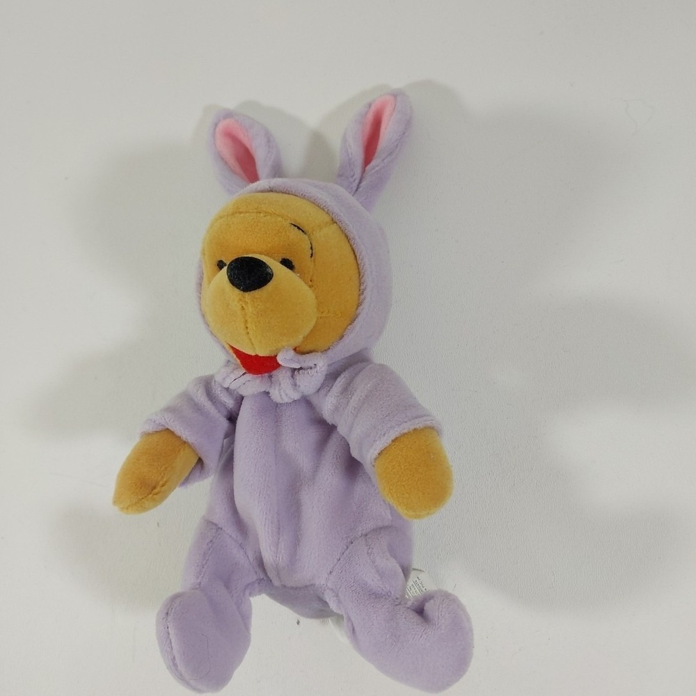 Disney Store Winnie The Pooh Purple‎ Easter Bunny Pooh Mini Bean Bag Plush